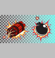 set of comic style bomb and dynamite vector image