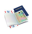 international passport with denmark visa sticker vector image