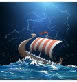 viking medieval warship in stormy sea vector image vector image