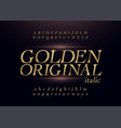 elegant gold colored metal chrome alphabet italic vector image