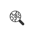 loupe with gear icon in flat style magnifying vector image