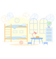 teenagers kids bedroom interior with bunk bed vector image vector image
