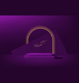 violet podium with golden arch product display vector image