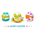 easter eggs with different patterns in nest vector image vector image