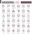 gps navigation service line icon vector image vector image