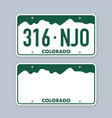 license plate of colorado car number plate vector image vector image