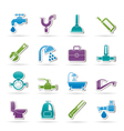 plumbing objects and tools icons vector image