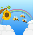 a beehive and the three bees vector image