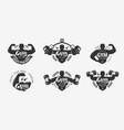 gym set logos and labels sport fitness vector image vector image