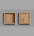 empty open and closed wooden box vector image vector image