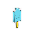 bitten ice cream on a stick with distorted smile vector image vector image