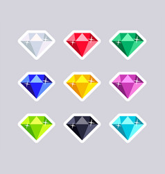 cartoon precious gemstones flat icons set vector image