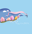 happy easter spring paper cut 3d vector image