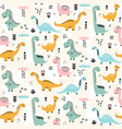 cute dinosaur pattern - hand drawn childish vector image