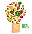 fresh fruits healthy eating in shopping bag vector image