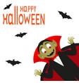 happy halloween text logo cartoon vampire and bats vector image