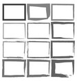set grunge black frames on a white background vector image
