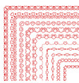 set of corner brushes with hearts flourishes vector image vector image