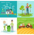 eco set recycling planting trees energy saving vector image vector image