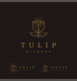 lineart tulip flower and diamond logo icon vector image vector image