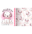 cute teddy dog - seamless pattern vector image vector image
