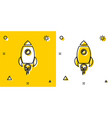 black rocket ship with fire icon isolated vector image
