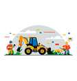 construction equipment and workers at site vector image