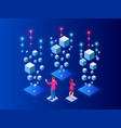 isometric expert team for data analysis business vector image
