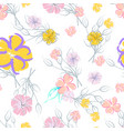 pink flowers blooming pattern pastel watercolor vector image