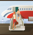boarding in airplane composition vector image vector image