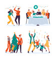 christmas people celebrating holiday together vector image