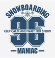 snowboarding winter sport emblem t-shirt fashion vector image vector image