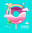 donut with lighthouse and sea inside vector image