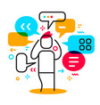 business of a man surrounded by speech bubble vector image