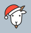 goat face with santa hat filled style icon vector image vector image