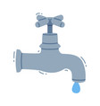 water tap with valve and drop or droplet vector image