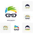 set of social geek color logo concept colorful vector image