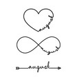 august - word with infinity symbol hand drawn vector image vector image
