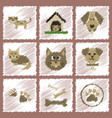 assembly flat shading style icons dog cats pets vector image vector image