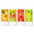 set of labels fruit in juice splashes vector image