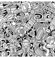 cartoon doodles audio content seamless pattern vector image