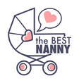 nanny service isolated outline icon pram and heart vector image