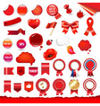 big red labels and ribbons set vector image vector image
