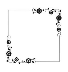 Floral rectangle frame hand drawn line border Vector Image