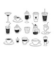line art set coffee cups vector image