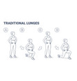 lunges female home workout exercise black vector image vector image