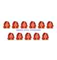 cartoon woman character face emotion set vector image vector image