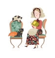 old woman with her cats vector image vector image