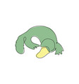 one single line drawing of smart unique platypus vector image vector image