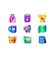 printing on various types of surfaces icon set vector image vector image